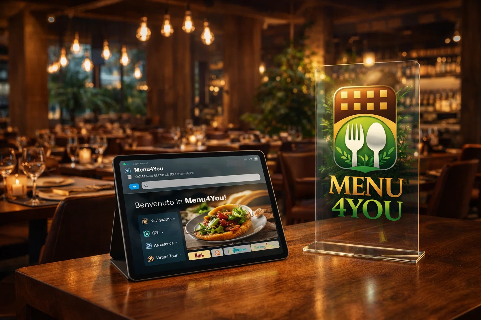 Cliente che vive l'esperienza Menu4You nel locale